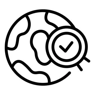 Line art icon representing the concept of global standards and quality assurance Stock Illustration