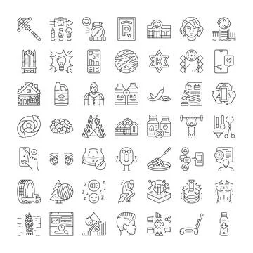 Line art icon set depicting various concepts イラスト素材