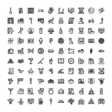 Line art icon set digital and everyday life objects 스톡 일러스트