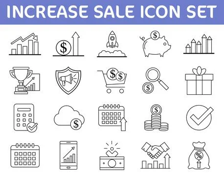 Line Art Icon Set for Increasing Sales and Financial Growth イラスト素材
