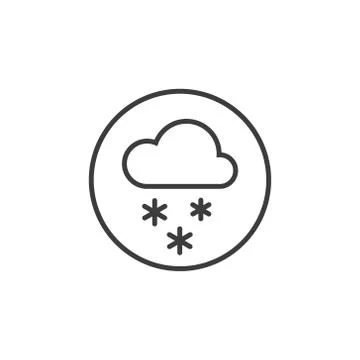 Line art icon of snowfall cloud in the round frame Illustrazione stock