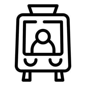 Line art icon of a tram driver operating a train Stock Illustration
