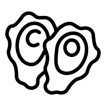 Line art icon of two open oysters, ready to be enjoyed Stock Illustration