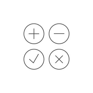 Line art icons for adding and subtracting, accepting and rejecting イラスト素材