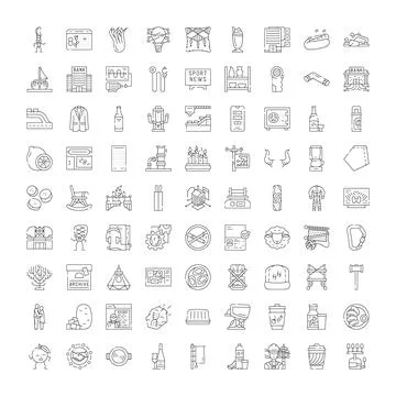 Line art icons representing various objects and concepts イラスト素材
