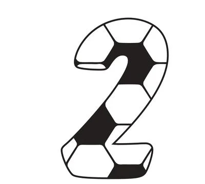 A line art illustration featuring number 2 with number 2, soccer ball pattern Illustrazione stock