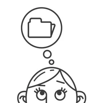 Line art illustration of a thought of a folder sign Stock-Illustration