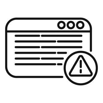 Line art illustration of a web browser with error alert symbol イラスト素材