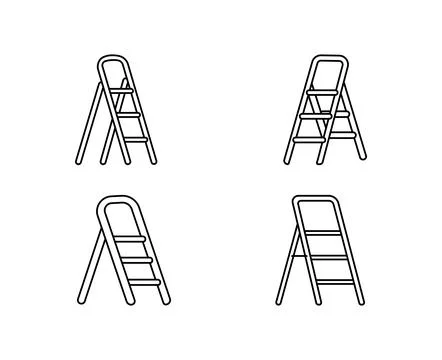 Line Art Illustrations of Ladders in Grid Format Stock-Illustration