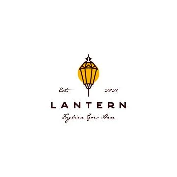 Line art Lantern logo design vector Stock Illustration