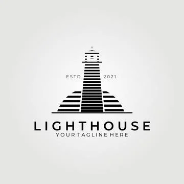 Line art Lighthouse logo vector illustration design, creative logo , monoline Stock Illustration