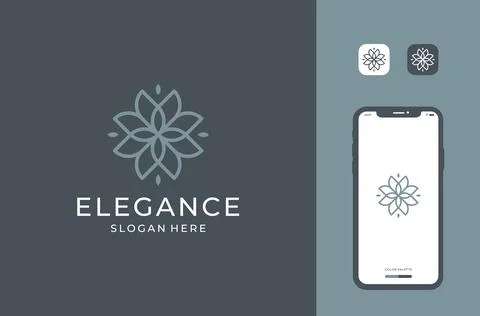 Line art logo design simple and calmly Stock Illustration