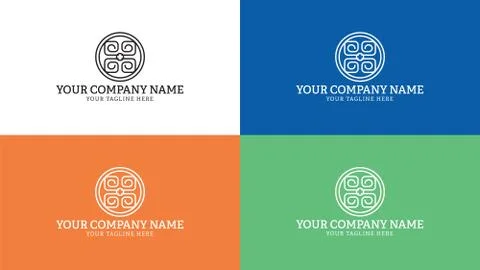 Line Art Logo Vector Design Template Stock Illustration