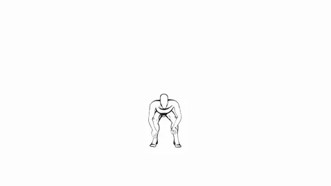 Line art of a man doing burpees in a loop, black ink on a white background Vídeos de archivo 130169598
