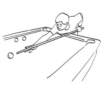 Line art man playing pool or snooker illustration vector hand drawn isolated Stock Illustration