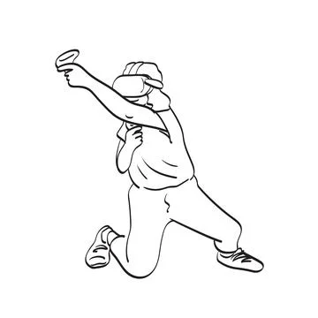 Line art man using console to play game with vr glasses illustration vector Stock Illustration