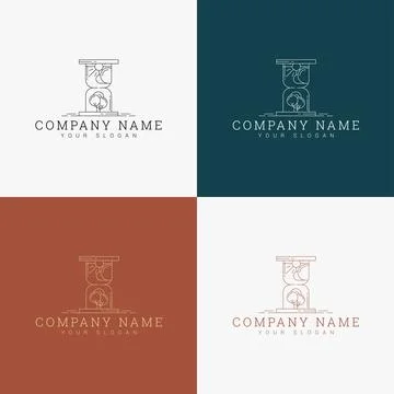 Line art minimal multipurpose logo template retro Stock Illustration