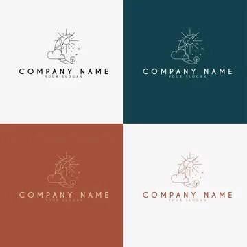 Line art minimal multipurpose logo template retro Stock Illustration