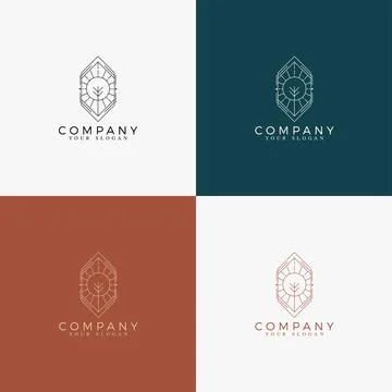 Line art minimal multipurpose logo template retro Stock Illustration