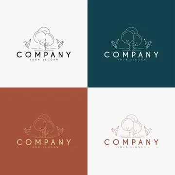 Line art minimal multipurpose logo template retro Stock Illustration