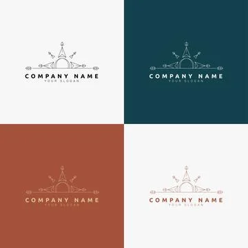 Line art minimal multipurpose logo template retro Stock Illustration