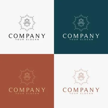 Line art minimal multipurpose logo template retro Stock Illustration
