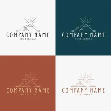 Line art minimal multipurpose logo template retro Stock Illustration