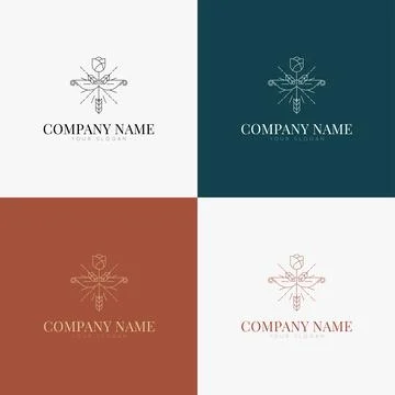 Line art minimal multipurpose logo template retro Stock Illustration