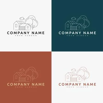 Line art minimal multipurpose logo template retro Stock Illustration
