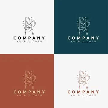 Line art minimal multipurpose logo template retro Stock Illustration