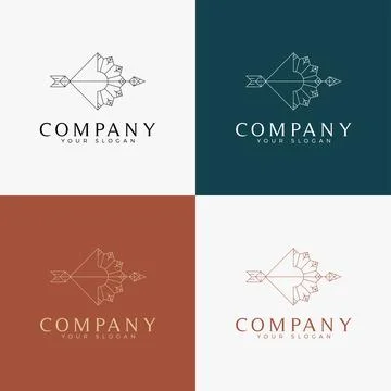 Line art minimal multipurpose logo template retro Stock Illustration