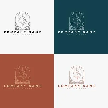 Line art minimal multipurpose logo template retro Stock Illustration