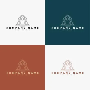 Line art minimal multipurpose logo template retro Stock Illustration