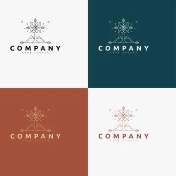 Line art minimal multipurpose logo template retro Stock Illustration