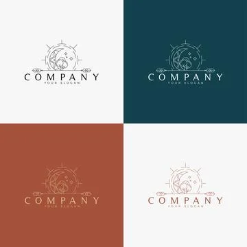 Line art minimal multipurpose logo template retro Stock Illustration