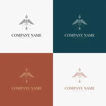 Line art minimal multipurpose logo template retro Stock Illustration