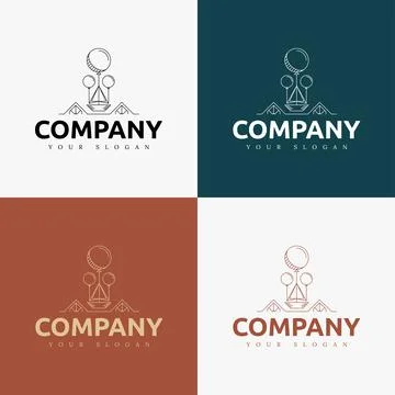 Line art minimal multipurpose logo template retro Stock Illustration