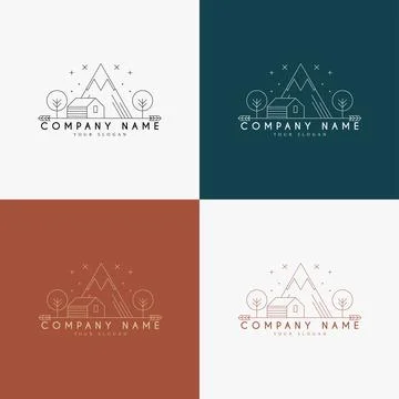 Line art minimal multipurpose logo template retro Stock Illustration