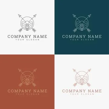 Line art minimal multipurpose logo template retro Stock Illustration