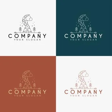 Line art minimal multipurpose logo template retro Stock Illustration