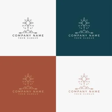 Line art minimal multipurpose logo template retro Stock Illustration