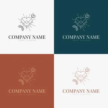 Line art minimal multipurpose logo template retro Stock Illustration