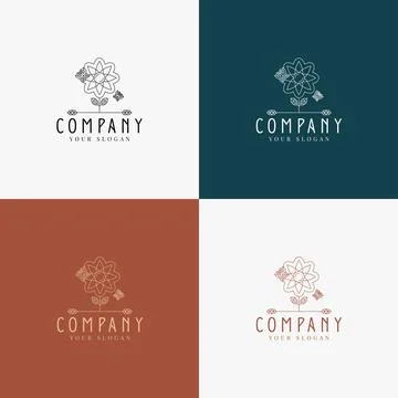 Line art minimal multipurpose logo template retro Stock Illustration