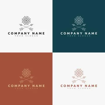 Line art minimal multipurpose logo template retro Stock Illustration
