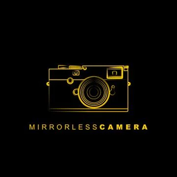 Line art of Mirrorless Camera vector illustration Stock Illustration