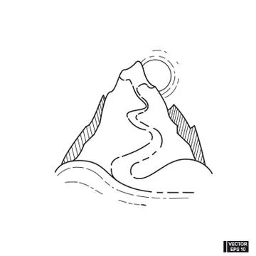 Line art mountain. Stock Illustration