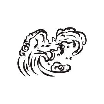 Line art ocean surf wave element design vector 스톡 일러스트