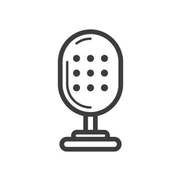  line art old school microphone icon Stock Illustration