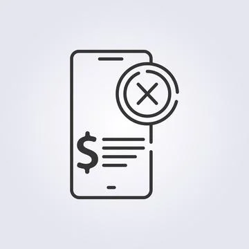 Line art online failed payment icon logo vector illustration design, error .. Illustrazione stock
