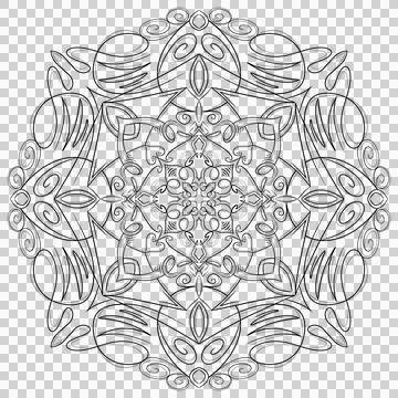 Line Art Ornamental Pattern, Black Mandala Design Stock Illustration